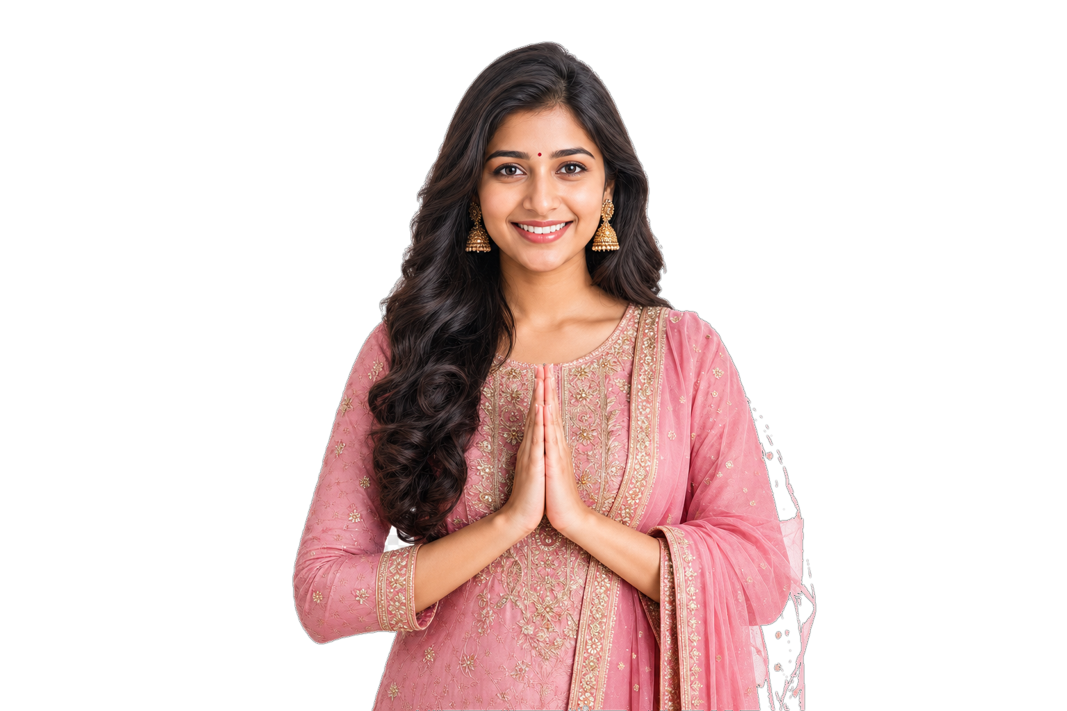 Spiritual Indian Woman in Namaste Pose